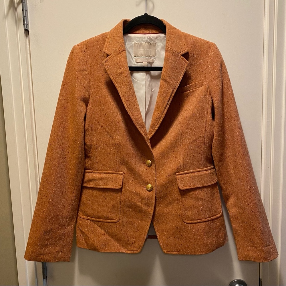 Orange Classic Banana Republic Tweed Blazer